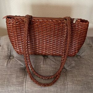 Woven Italian leather shoulder bag purse